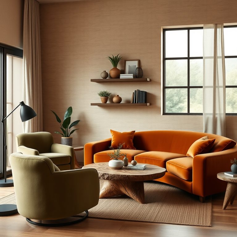 The Warmth of Earthy Tones: How Textured Wallpapers and Velvet Accents Create a Cozy Modern Retreat